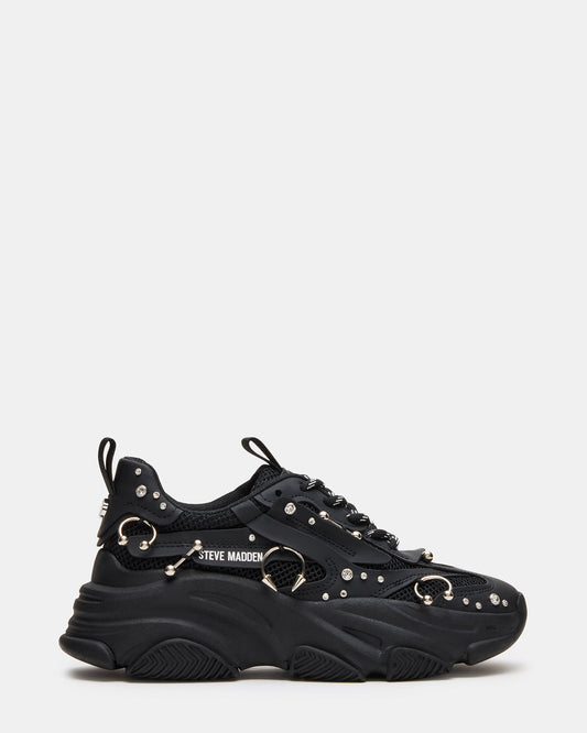 POSSESSION Piercing Black Platform Lace-Up Women's Sneaker - Steve Madden