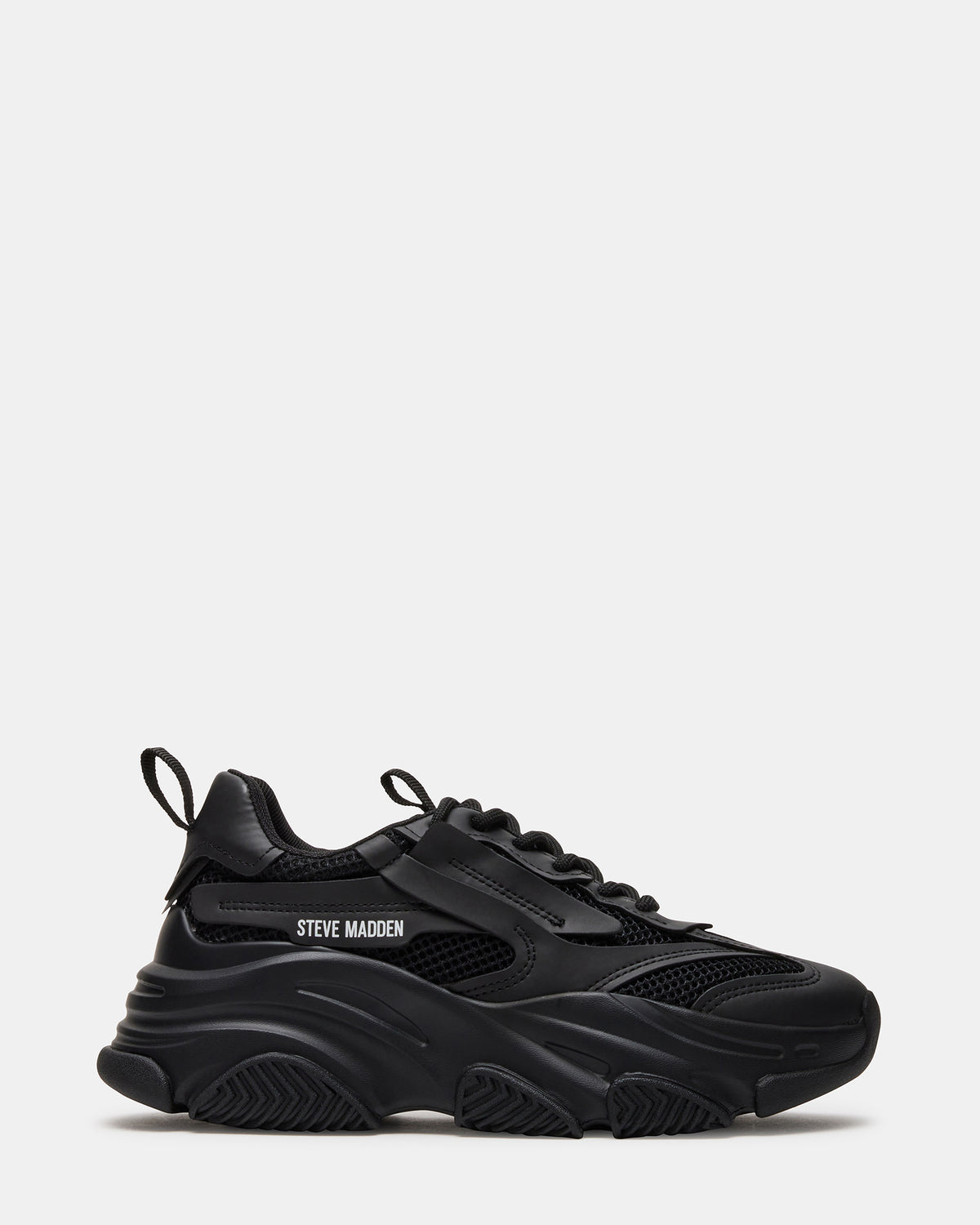 POSSESSION Black Platform Lace-Up Women's Sneaker - Steve Madden