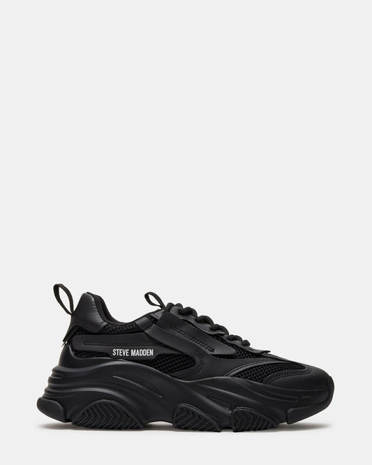 POSSESSION Black Platform Lace-Up Women's Sneaker - Steve Madden