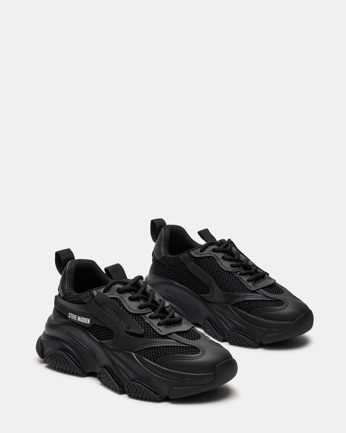 POSSESSION Black Platform Lace-Up Women's Sneaker - Steve Madden