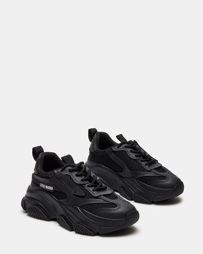 POSSESSION Black Platform Lace-Up Women's Sneaker - Steve Madden