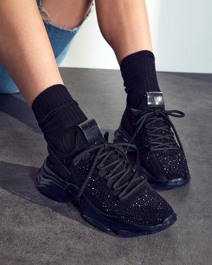 MAXIMA Black Rhinestones Women's Sneakers - Steve Madden