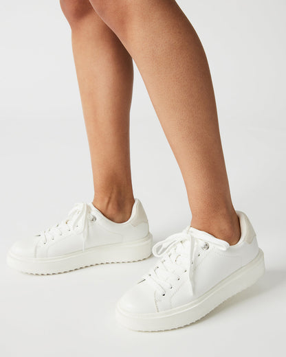 CATCHER White Suede Women's Low-Top Lace-Up Sneaker - Steve Madden