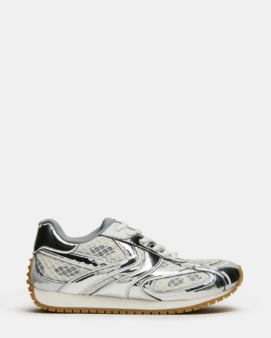 PAGER Silver Multi Low-Top Lace-Up Mesh Women's Sneaker - Steve Madden