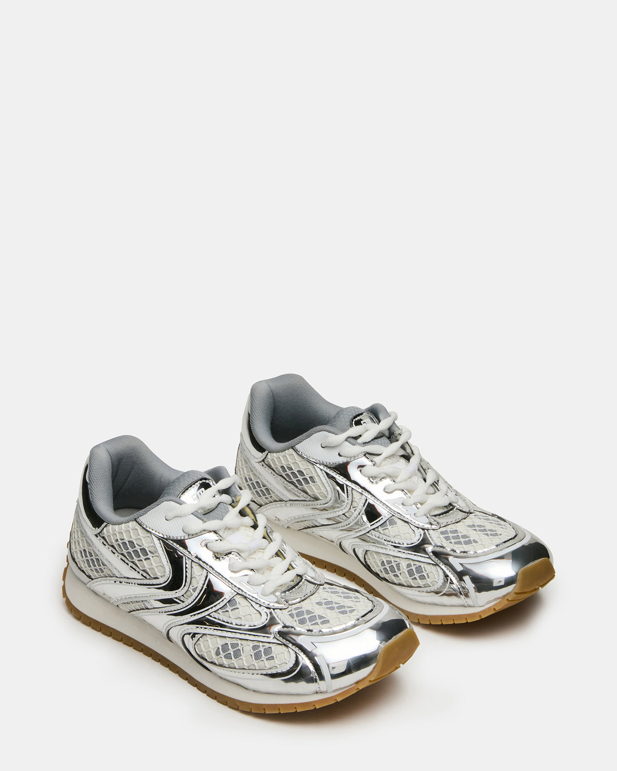 PAGER Silver Multi Low-Top Lace-Up Mesh Women's Sneaker - Steve Madden