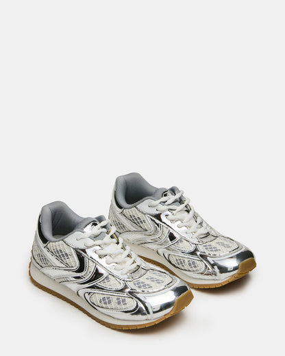 PAGER Silver Multi Low-Top Lace-Up Mesh Women's Sneaker - Steve Madden
