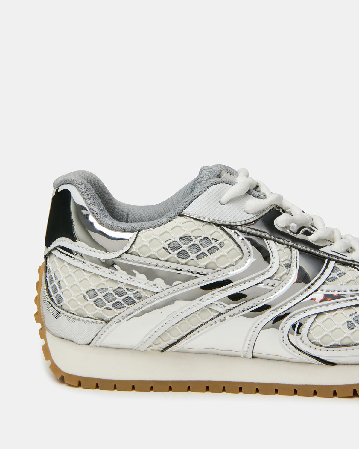 PAGER Silver Multi Low-Top Lace-Up Mesh Women's Sneaker - Steve Madden