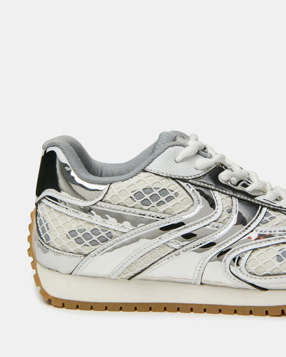 PAGER Silver Multi Low-Top Lace-Up Mesh Women's Sneaker - Steve Madden