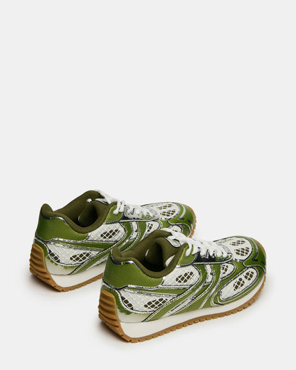 PAGER Green Multi Low-Top Lace-Up Mesh Women's Sneaker - Steve Madden