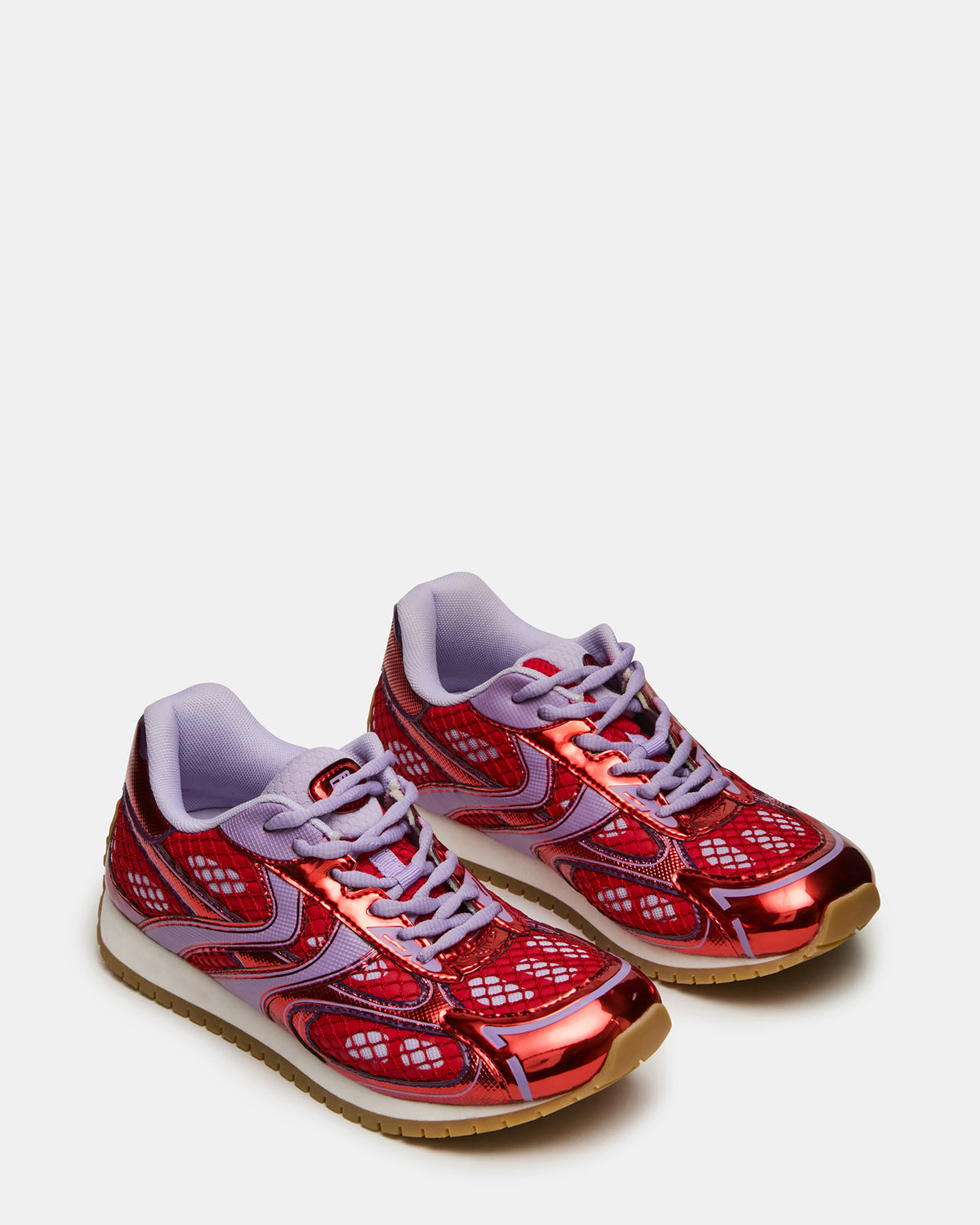 PAGER Red Multi Low-Top Lace-Up Mesh Women's Sneaker - Steve Madden
