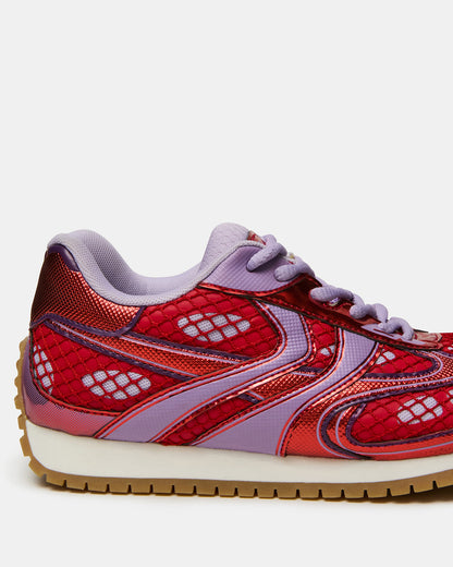 PAGER Red Multi Low-Top Lace-Up Mesh Women's Sneaker - Steve Madden