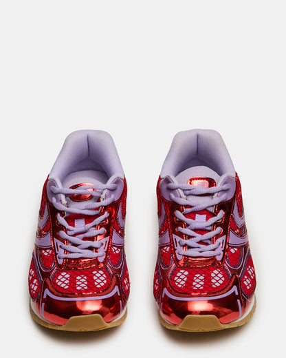 PAGER Red Multi Low-Top Lace-Up Mesh Women's Sneaker - Steve Madden