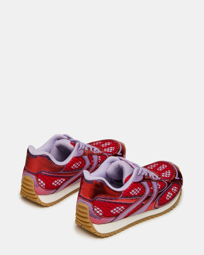 PAGER Red Multi Low-Top Lace-Up Mesh Women's Sneaker - Steve Madden