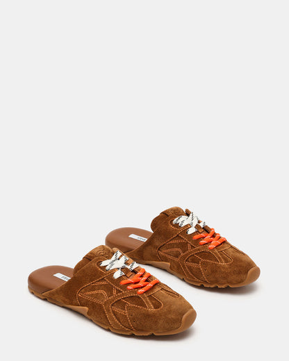 AZIEL MULE Chestnut Suede Low-Top Lace-Up Slip-On Women's Sneaker - Steve Madden