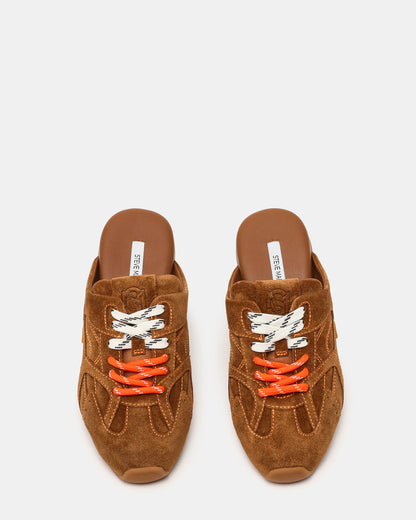 AZIEL MULE Chestnut Suede Low-Top Lace-Up Slip-On Women's Sneaker - Steve Madden