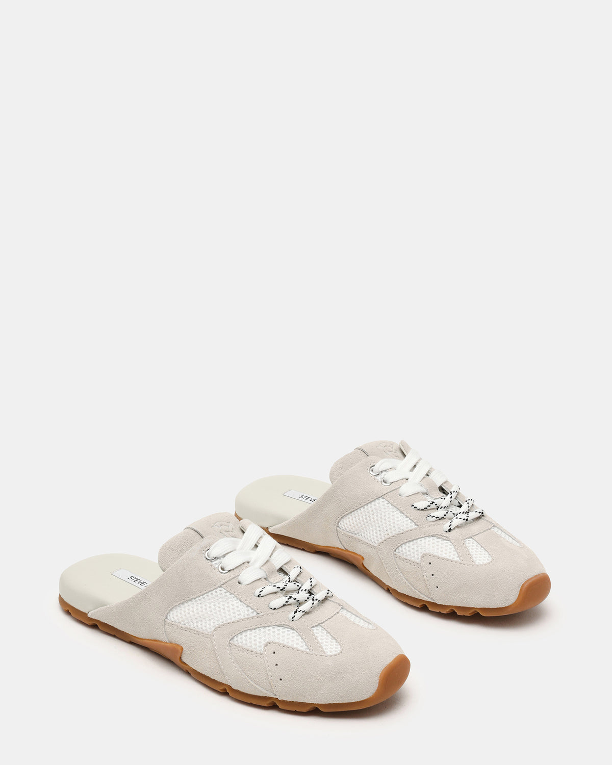 AZIEL MULE White Suede Low-Top Lace-Up Slip-On Women's Sneaker - Steve Madden