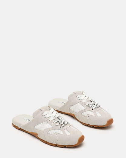 AZIEL MULE White Suede Low-Top Lace-Up Slip-On Women's Sneaker - Steve Madden
