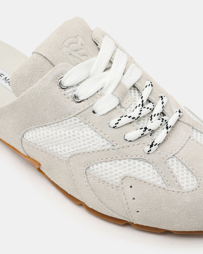 AZIEL MULE White Suede Low-Top Lace-Up Slip-On Women's Sneaker - Steve Madden