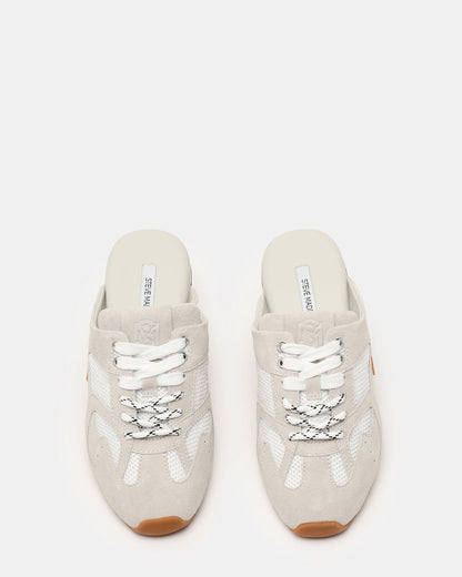 AZIEL MULE White Suede Low-Top Lace-Up Slip-On Women's Sneaker - Steve Madden