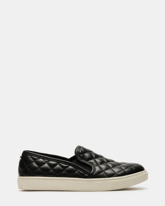 ECENTRCQ Black Leather Women's Slip On Sneakers - Steve Madden