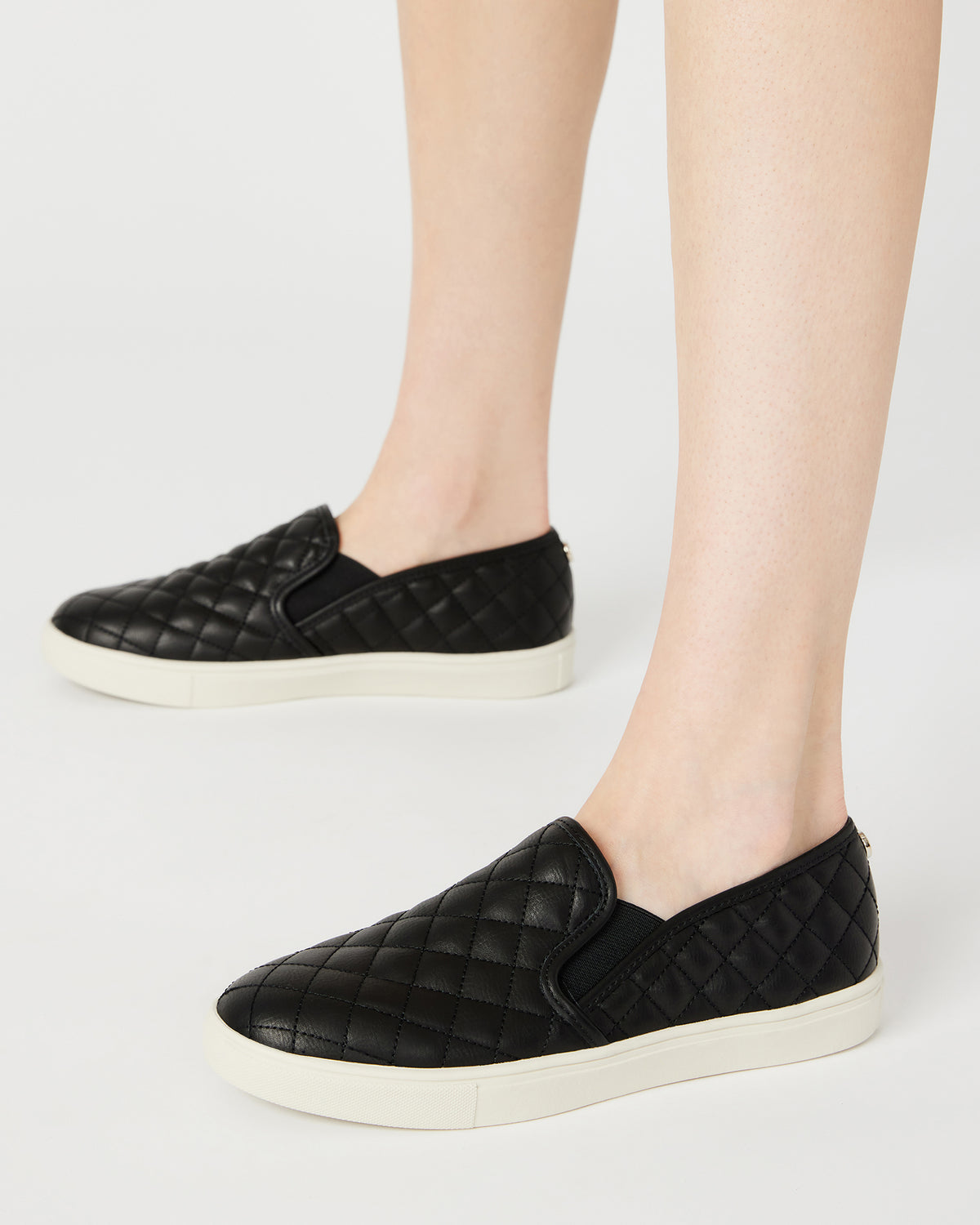 ECENTRCQ Black Leather Women's Slip On Sneakers - Steve Madden