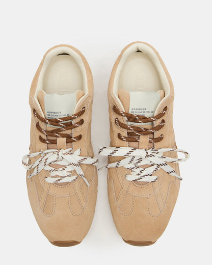 AZIEL Sand Suede Low-Top Lace-Up Women's Sneakers - Steve Madden