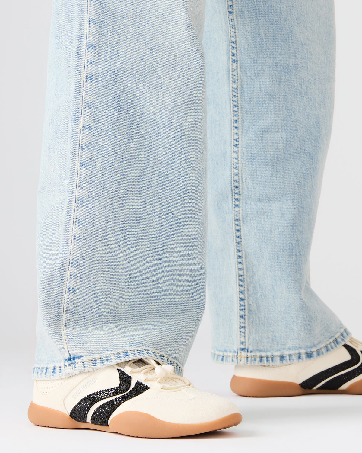REBOOT Bone Rhinestones Low-Top Lace-Up Women's Sneaker - Steve Madden