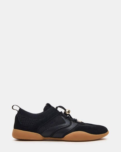 REBOOT Black Glitter Black Low-Top Lace-Up Women's Sneaker - Steve Madden
