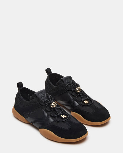 REBOOT Black Glitter Black Low-Top Lace-Up Women's Sneaker - Steve Madden