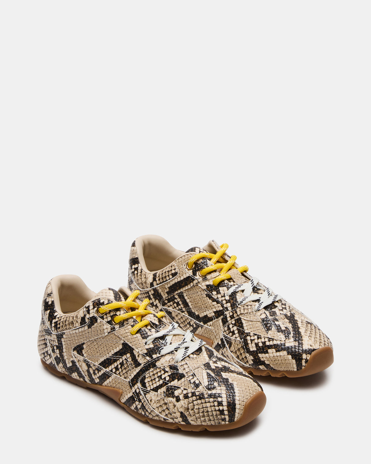 AZIEL Tan Snake Low-Top Lace-Up Women's Sneakers - Steve Madden