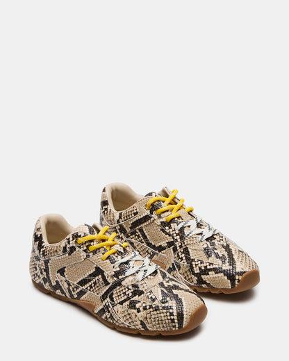 AZIEL Tan Snake Low-Top Lace-Up Women's Sneakers - Steve Madden