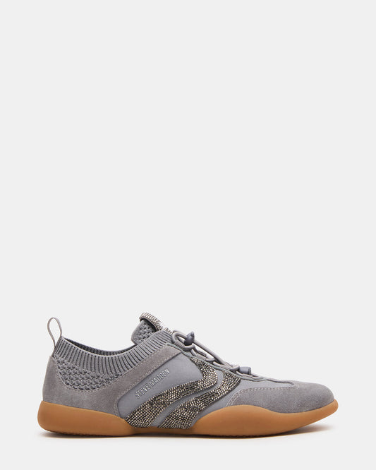 REBOOT Grey Rhinestones Low-Top Lace-Up Women's Sneaker - Steve Madden