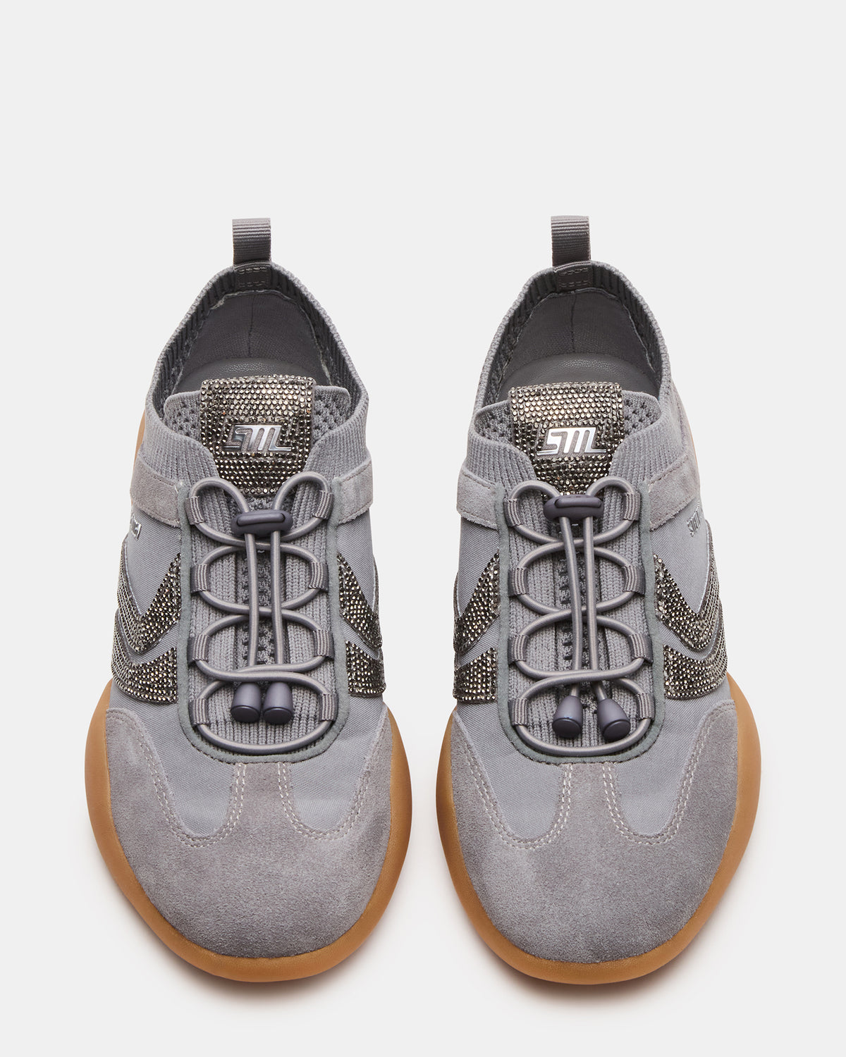 REBOOT Grey Rhinestones Low-Top Lace-Up Women's Sneaker - Steve Madden