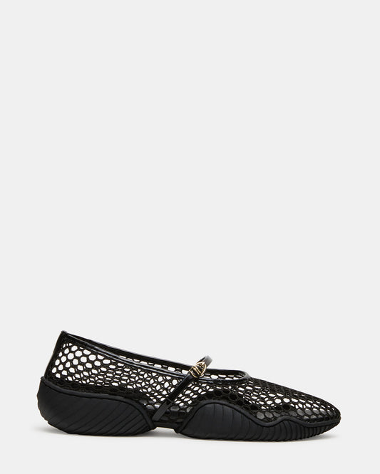 VICKEE Black Mesh Mary Jane Buckle Chunky Sole Ballet Women's Sneaker - Steve Madden