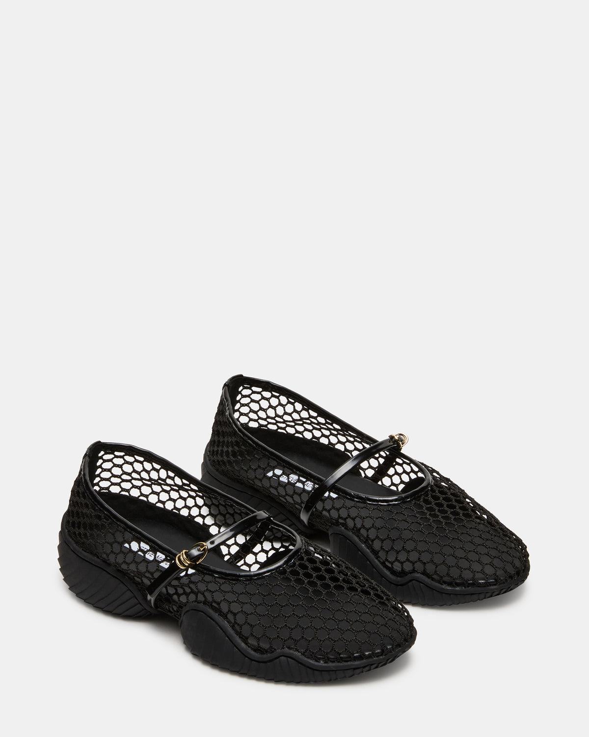 VICKEE Black Mesh Mary Jane Buckle Chunky Sole Ballet Women's Sneaker - Steve Madden