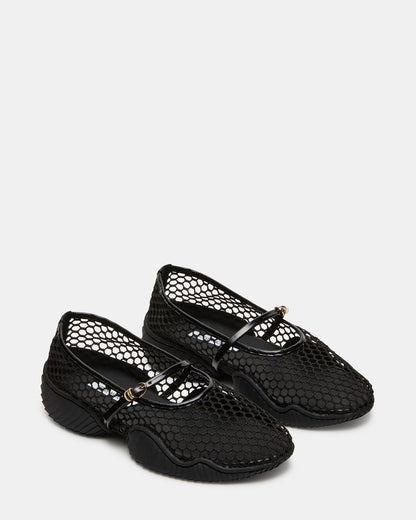 VICKEE Black Mesh Mary Jane Buckle Chunky Sole Ballet Women's Sneaker - Steve Madden