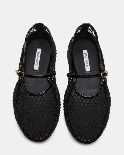 VICKEE Black Mesh Mary Jane Buckle Chunky Sole Ballet Women's Sneaker - Steve Madden