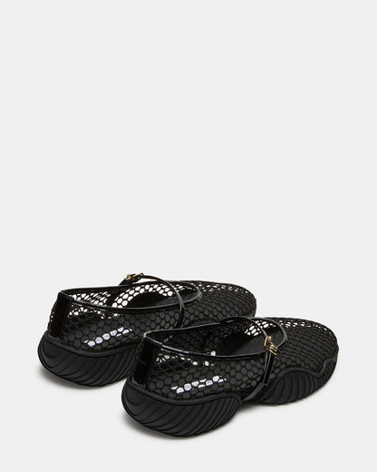 VICKEE Black Mesh Mary Jane Buckle Chunky Sole Ballet Women's Sneaker - Steve Madden