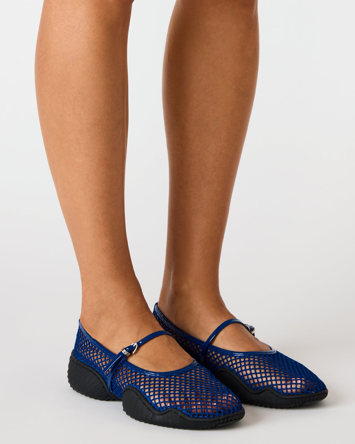 VICKEE Blue Mesh Mary Jane Buckle Chunky Sole Ballet Women's Sneaker - Steve Madden
