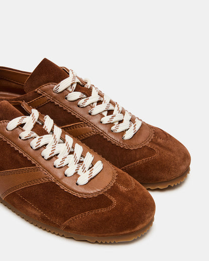 JAYE Chestnut Suede Low-Top Lace-Up Women's Sneaker - Steve Madden