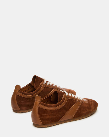 JAYE Chestnut Suede Low-Top Lace-Up Women's Sneaker - Steve Madden