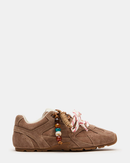 AZIEL Charm Taupe Suede Low-Top Lace-Up Women's Sneakers - Steve Madden