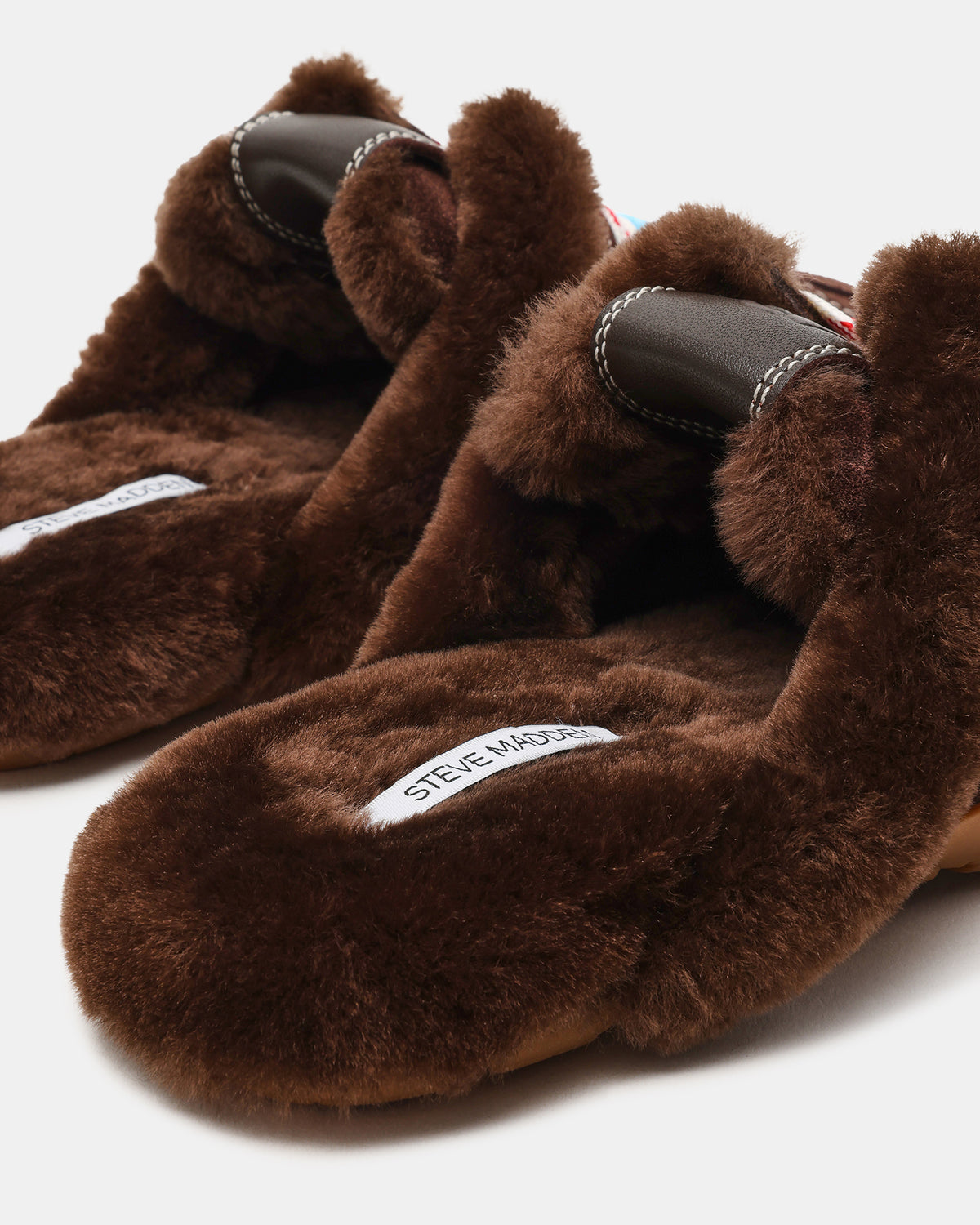 AZIEL MULE Faux Fur Chocolate Brown Suede Low-Top Lace-Up Slip-On Women's Sneaker - Steve Madden