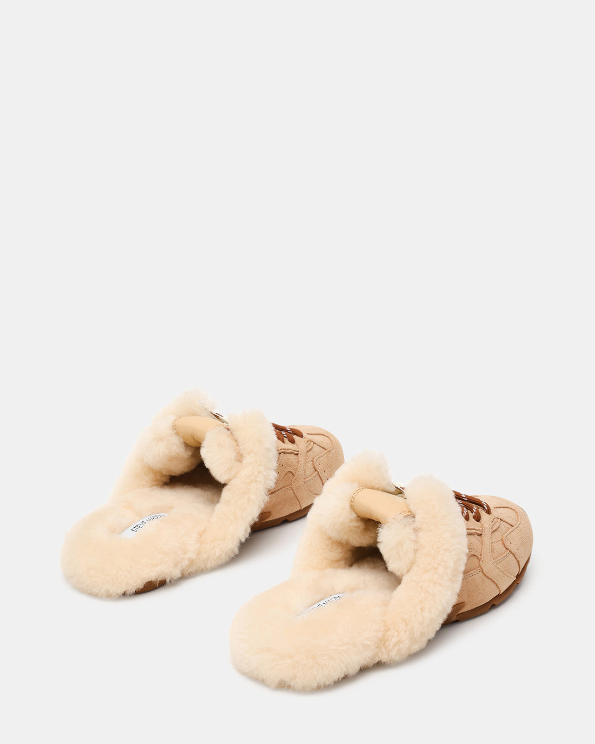 AZIEL MULE Faux Fur Natural Low-Top Lace-Up Slip-On Women's Sneaker - Steve Madden