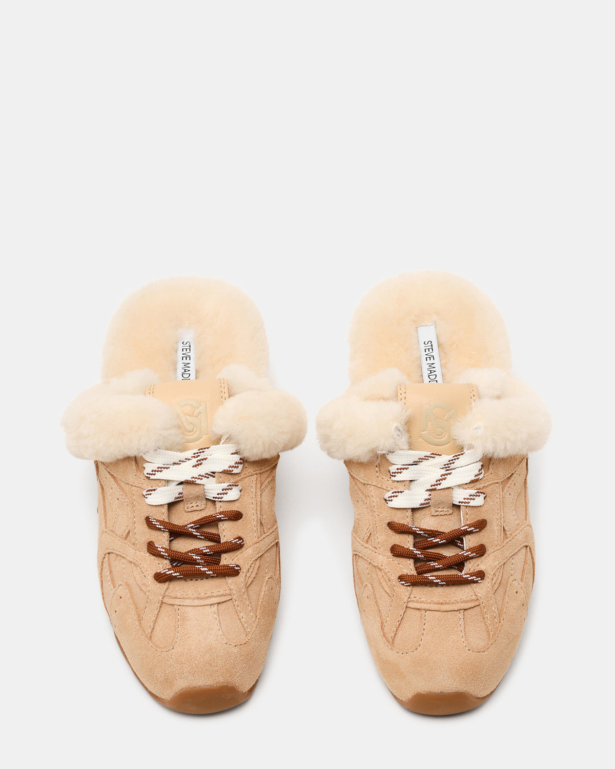 AZIEL MULE Faux Fur Natural Low-Top Lace-Up Slip-On Women's Sneaker - Steve Madden