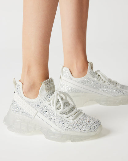MAXIMA White Rhinestones Sneakers | Women's Sneakers - Steve Madden