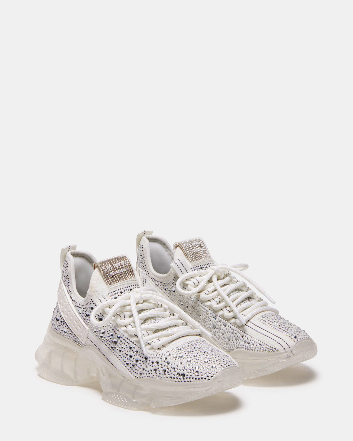 MAXIMA White Rhinestones Sneakers | Women's Sneakers - Steve Madden