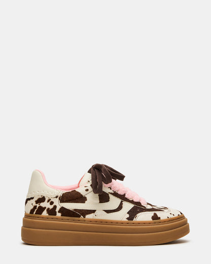 DODGE Brown Cow Print Low-Top Platform Women's Sneaker - Steve Madden