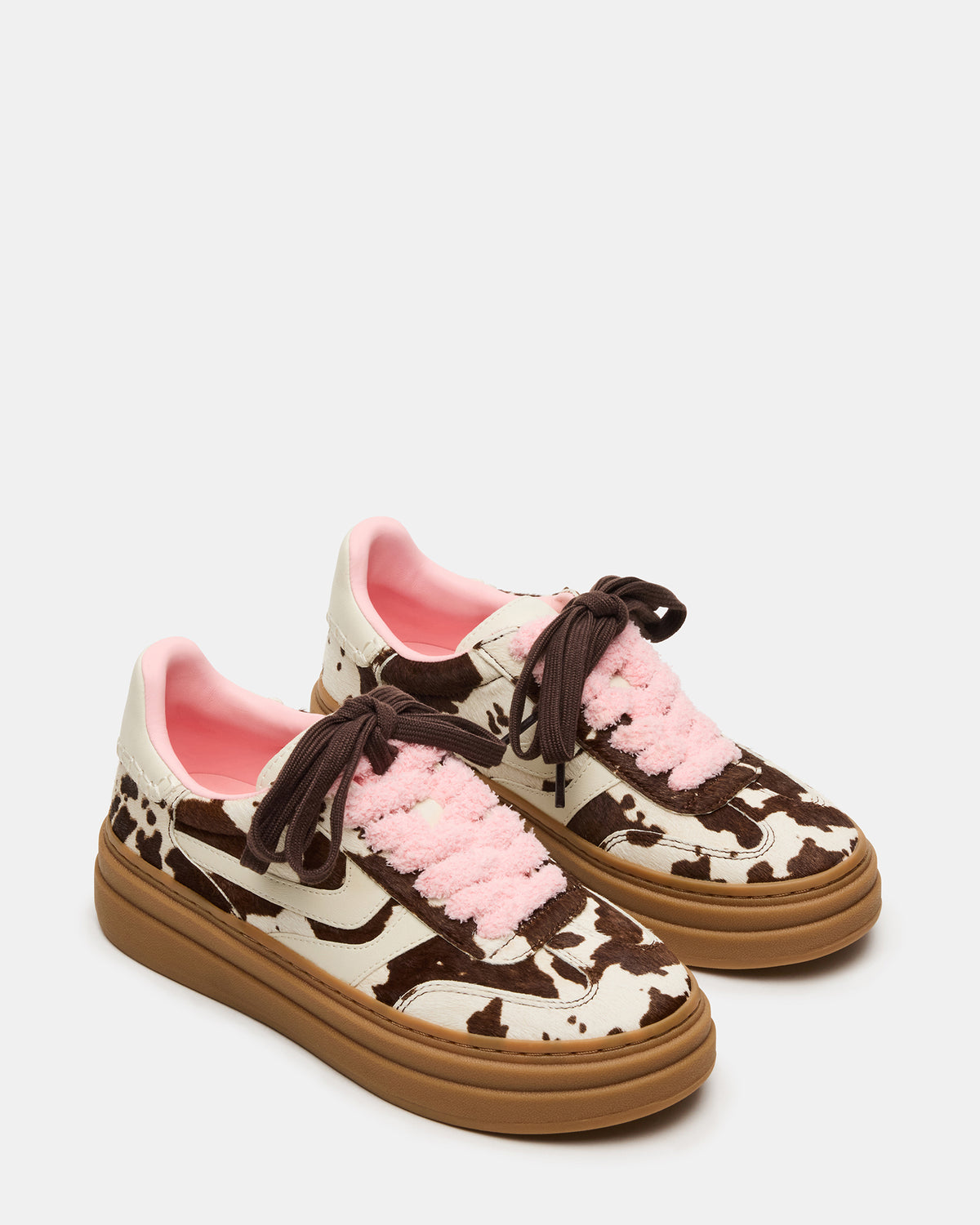 DODGE Brown Cow Print Low-Top Platform Women's Sneaker - Steve Madden
