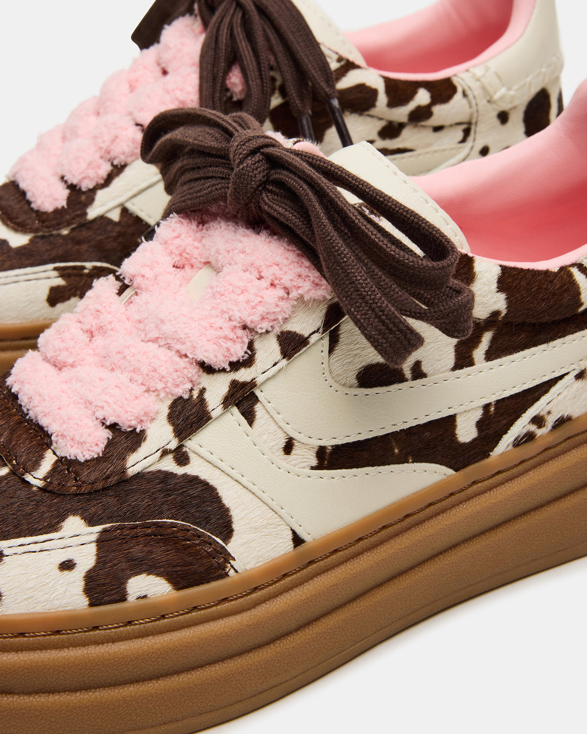 DODGE Brown Cow Print Low-Top Platform Women's Sneaker - Steve Madden